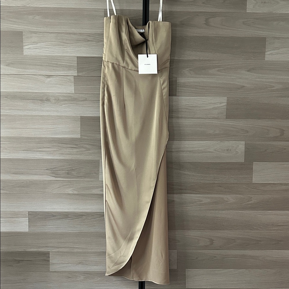 By Johnny Taupe Strapless Dress